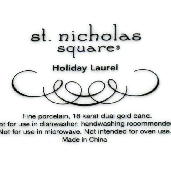 Dinner Plate, "Holiday Laurel" by St. Nicholas Square, 18 Karat Gold Band - Picture 4 of 4